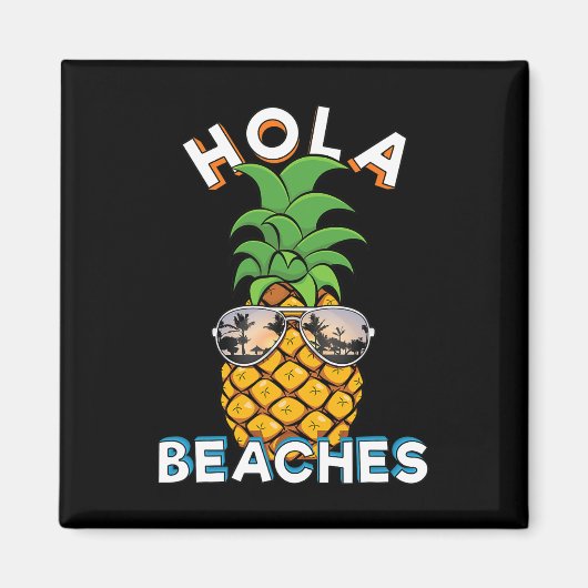 Pineapple Sungles Hola Stranden Funny Beach Vakant Magneet (Voorkant)