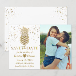 Pineapple Sweet Gold Photo Save the Date Kaart