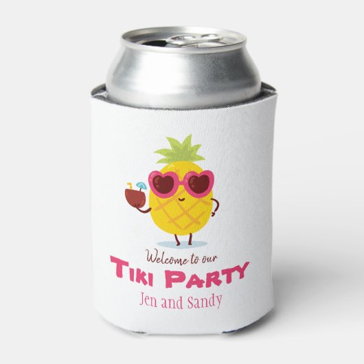 Pineapple Tiki Party Favor Koelbox Luau Blikjeskoeler (Blikje Voorkant)