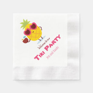 Pineapple Tiki Party Personalized Napkins Luau Servet