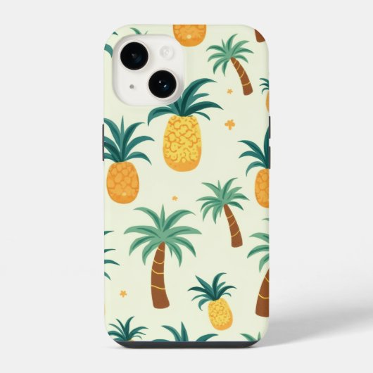 Pineapple & Tree Pattern Design iPhone14 hoesjes iPhone Hoesje (Achterkant)