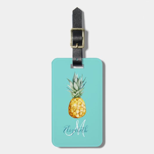 Pineapple Trendy Summer Monogram Luggage Bagagelabel (Voorkant verticaal)