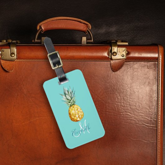 Pineapple Trendy Summer Monogram Luggage Bagagelabel