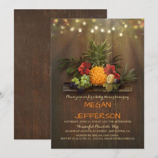 Pineapple Tropical Beach Lights Luau Baby shower Kaart (Voorkant / Achterkant)