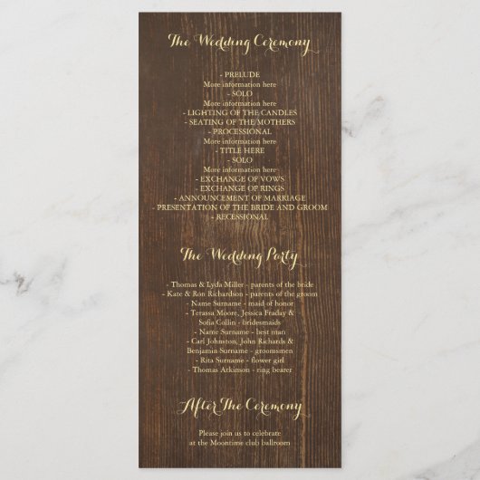 Pineapple Tropical Beach Lights Wedding Programma' Programmakaart (Achterkant)