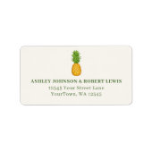 Pineapple Tropical Coastal Beach Retro Wedding  Etiket (Voorkant)