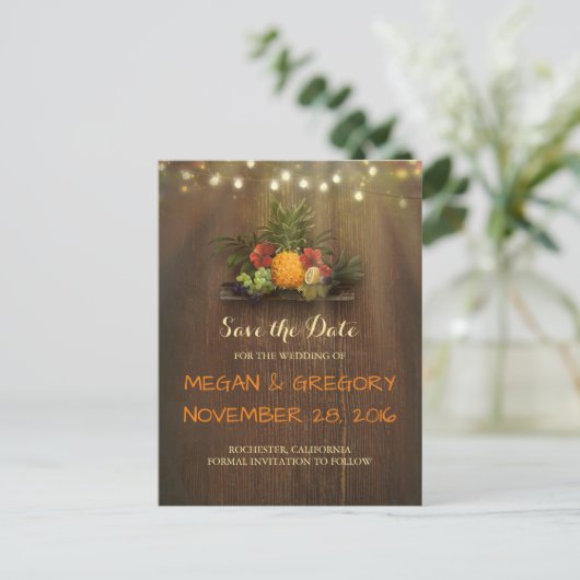 Pineapple Tropical Luau Beach Bewaar de datum Aankondigingskaart (Staand voorkant)