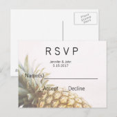 Pineapple Tropical RSVP-kaarten Uitnodiging Briefkaart (Voorkant / Achterkant)