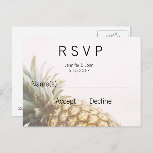 Pineapple Tropical RSVP-kaarten Uitnodiging Briefkaart (Voorkant / Achterkant)