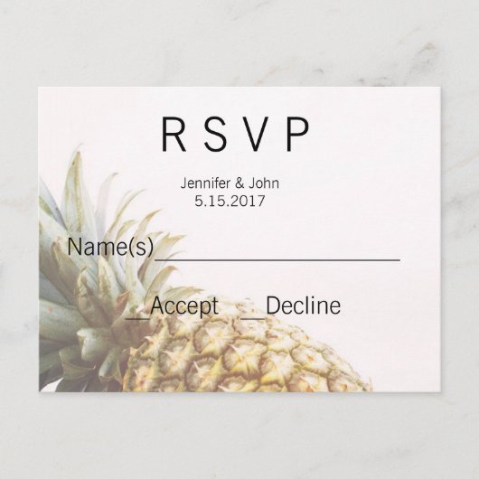 Pineapple Tropical RSVP-kaarten Uitnodiging Briefkaart (Voorkant)