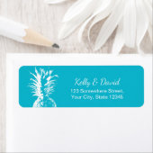 Pineapple Turquoise Tropical Wedding Etiket (Insitu)