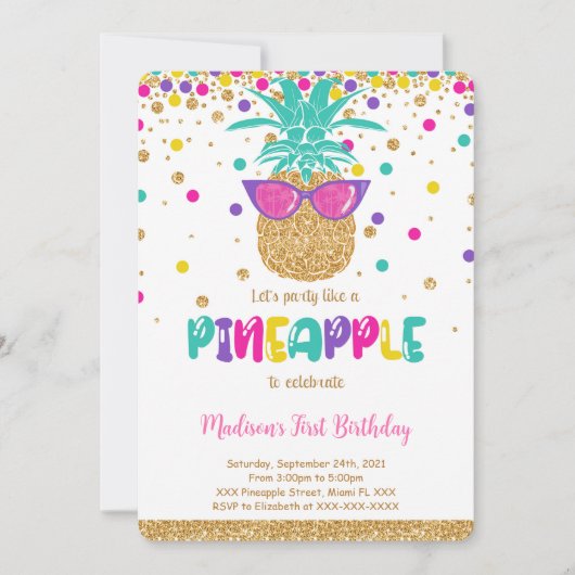 Pineapple verjaardagsuitnodiging kaart (Voorkant)