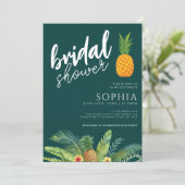 Pineapple Vrijgezellenfeest Emerald Green Modern W Kaart (Staand voorkant)