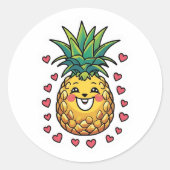 Pineapple Watercolor  Ronde Sticker (Voorkant)