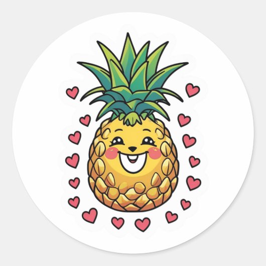 Pineapple Watercolor  Ronde Sticker (Voorkant)