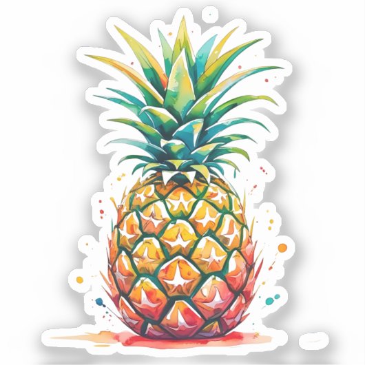 Pineapple Watercolor Sticker (Voorkant)