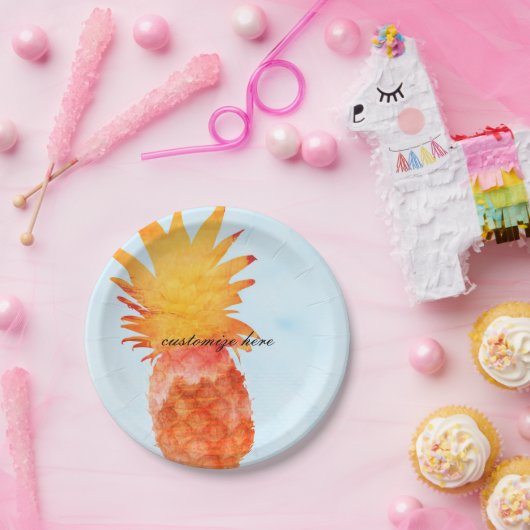 Pineapple Waterverf Tropical Summer Party Papieren Bordje (Feest)