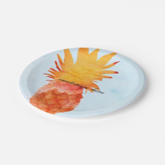 Pineapple Waterverf Tropical Summer Party Papieren Bordje (Gekanteld)
