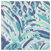 PINEAPPLE WAVE Blue Painterly Waterverf Stof (Close Up)