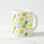 Pineapple Yellow Green Fruit Pattern Modern Grote Koffiekop (Voorkant rechts)