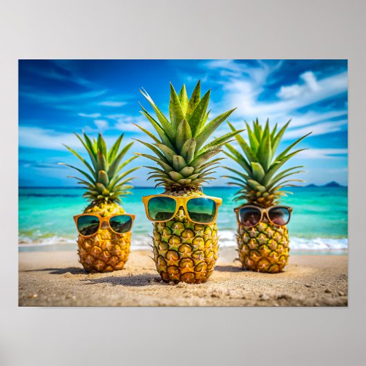 Pineapples in stylish sunglasses poster (Voorkant)