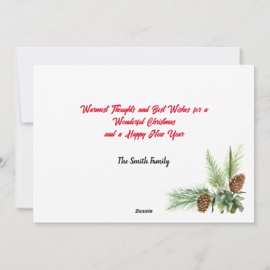 Pinecone 1-foto 5x7 plat  feestdagenkaart (Achterkant)