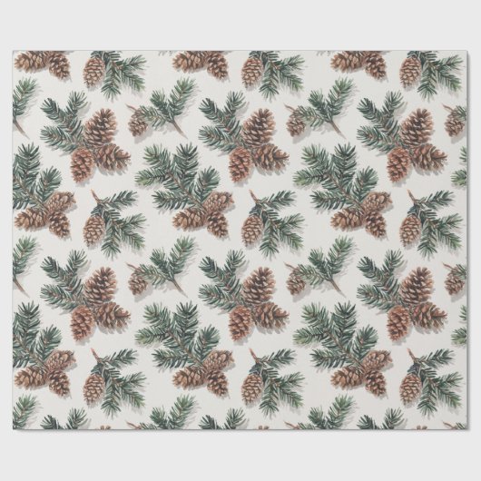 Pinecone and Evergreen Forest Cadeaupapier (Vlak)