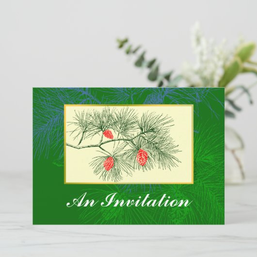 Pinecone  Art Aangepaste Uitnodigingen (Staand voorkant)