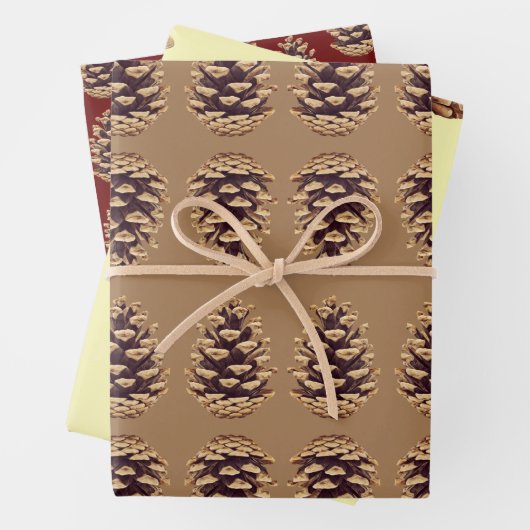 Pinecone Art Holiday Wrapping Craft Paper (In situ)