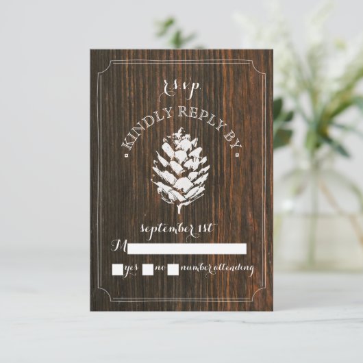 Pinecone Barn Wood Wedding RSVP (Staand voorkant)
