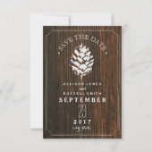 Pinecone Barn Wood Wedding Save the Date (Voorkant)