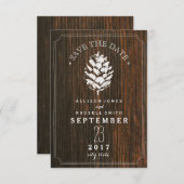 Pinecone Barn Wood Wedding Save the Date (Voorkant / Achterkant)