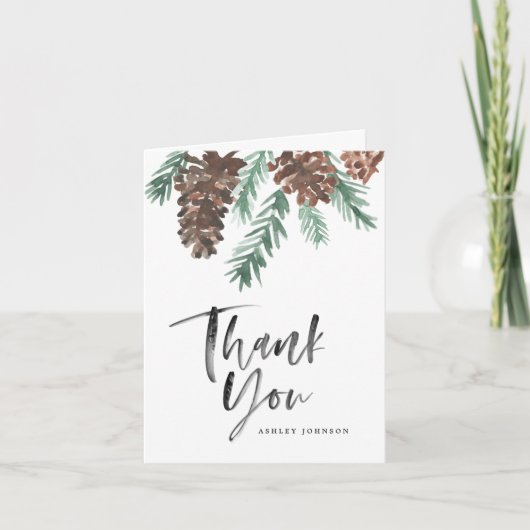 Pinecone Bedankt Brush Script Gevouwen Kaart (Voorkant)