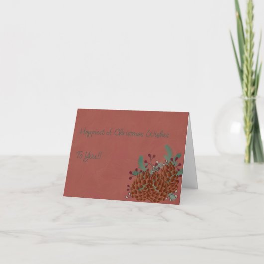 Pinecone & Berries Christmas Card Bedankkaart (Voorkant)