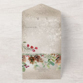 Pinecone & Berries Modern Gold Dinner All In One Uitnodiging (Buitenkant)