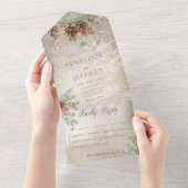 Pinecone & Berries Modern Gold Dinner All In One Uitnodiging (Afscheurbaar)