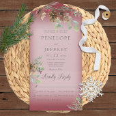 Pinecone & Berries Modern Wine Red Dinner All In One Uitnodiging