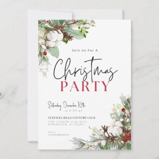 Pinecone Blooms - Uitnodiging voor kerstfeestdagen (Voorkant)