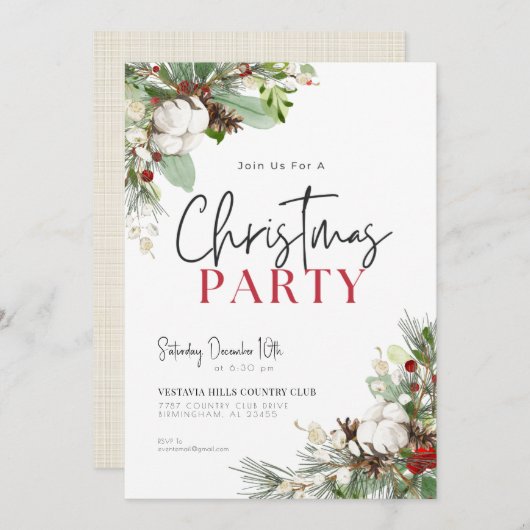 Pinecone Blooms - Uitnodiging voor kerstfeestdagen (Voorkant / Achterkant)