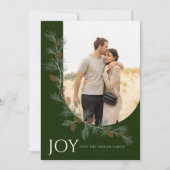Pinecone Bough Vertical Holiday Card Green Feestdagenkaart (Voorkant)