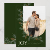 Pinecone Bough Vertical Holiday Card Green Feestdagenkaart (Voorkant / Achterkant)