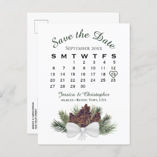 Pinecone Bouquet Trouwkalender Bewaar de datum Aankondigingskaart