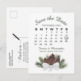 Pinecone Bouquet Trouwkalender Bewaar de datum Aankondigingskaart