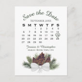 Pinecone Bouquet Trouwkalender Bewaar de datum Aankondigingskaart (Voorkant)