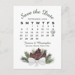 Pinecone Bouquet Trouwkalender Bewaar de datum Aankondigingskaart