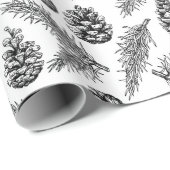 Pinecone en fir-kerstpatroon. Winter Cadeaupapier (Rol Hoek)