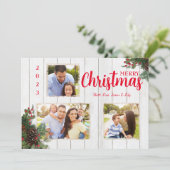 Pinecone en Holly Merry Christmas Holiday Kaart (Staand voorkant)