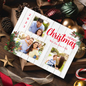 Pinecone en Holly Merry Christmas Holiday Kaart