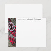 Pinecone Evergreen Red Berries Flat Note Card Notitiekaartje (Voorkant / Achterkant)
