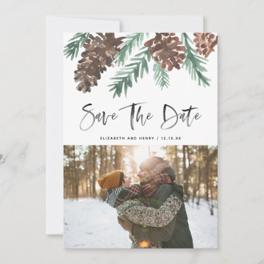 Pinecone Evergreen Save The Date (Voorkant)